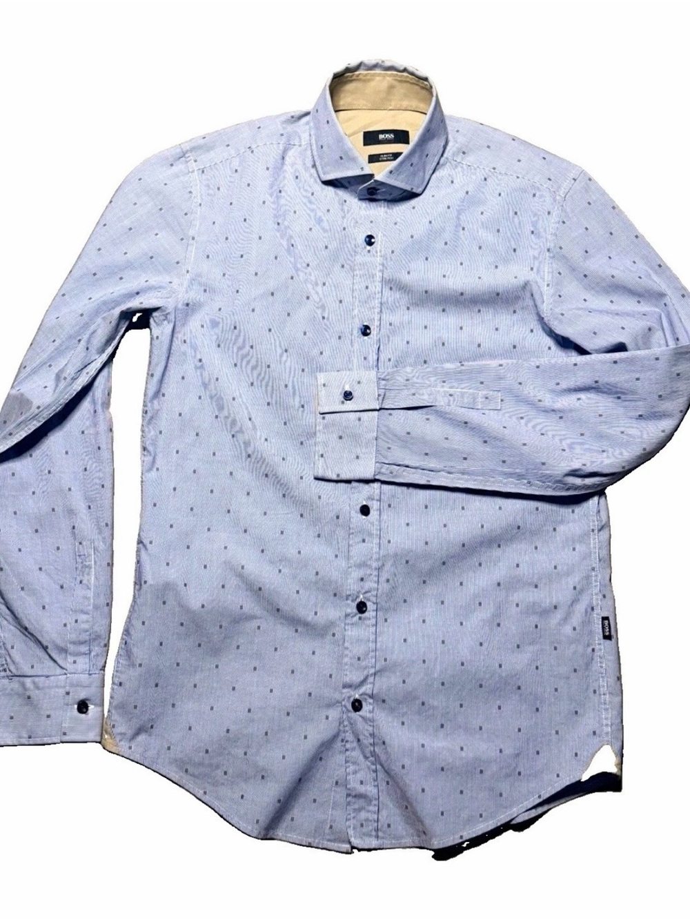 Boss Light Blue Micro Dot Button-Up Dress Shirt